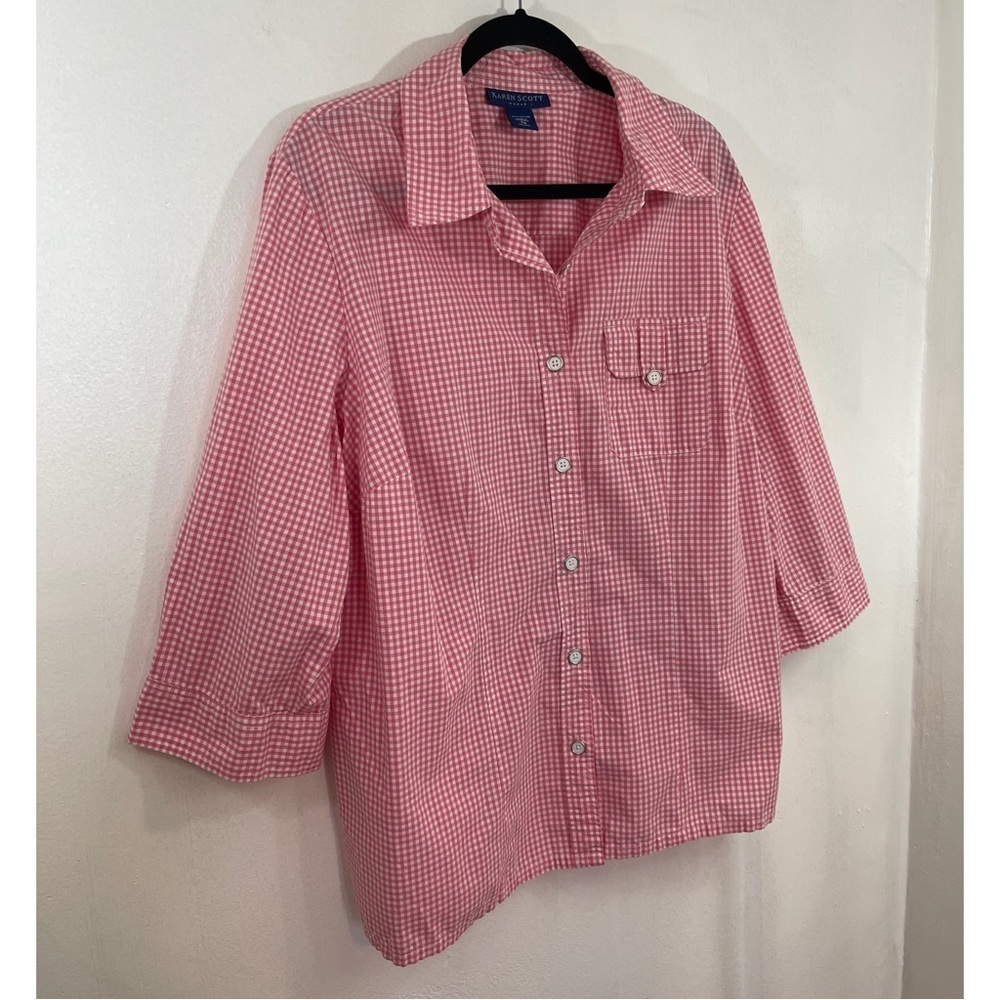 Karen Scott Women’s Botton Down Shirt 100% Cotton Size: 1X